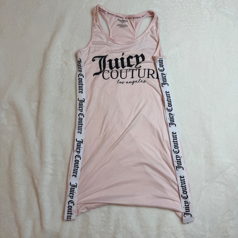 Juicy Couture Pink Logo Racerback Sleep Tank Top Side Tape Small 9103-37